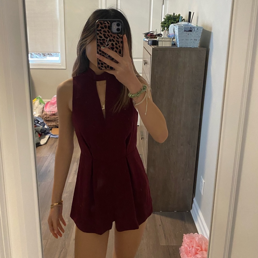 Burgundy romper from Topshop